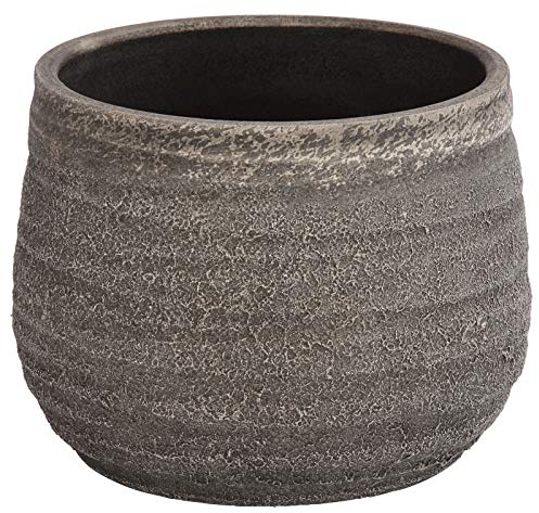 Dehner Übertopf Yves, Ø 26 cm, Höhe 21 cm, Keramik, grau