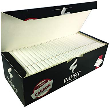 IMPRT King Size Carbon Zigarettenhülsen, King Size Hülsen mit AktivkohleFilter, King Size Filterhülsen | Verwendbar mit King Size Hülsen Kompatibel Zigarettenstopfmaschine | 200 stück pro packung
