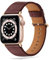 Tasikar Compatibile per Cinturino Apple Watch 49mm 45mm 44mm 42mm, Cinturini in Vera Pelle Compatibile con Apple Watch Ultra Series 9 8 7 6 5 4 3 2 SE - (Vino Rosso + Adattatore Rose gold)