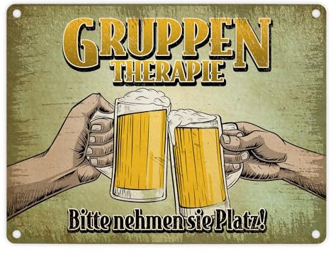 Gruppentherapie Bier Metallschild im trendigen Retrolook