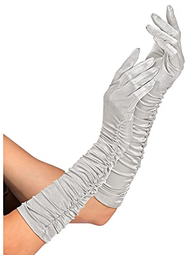 W WIDMANN MILANO Party Fashion - Geraffte Satin Handschuhe, 1 Paar, Länge 44 cm, Accessoire 20er Jahre