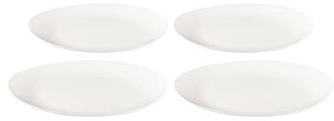 Buchensee Servierteller, Speiseteller Set für 4 Personen, weiß, Fine Bone China Porzellan, oval