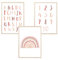 MeinBaby123® Bilder Kinderzimmer | 3er Set A4 Poster | Alphabet ABC Lernposter Zahlen Regenbogen | Deko Kinderzimmer Mädchen | Babyzimmer | Wandposter Premium(ABC, Regenbogen, Zahlen - rosa)