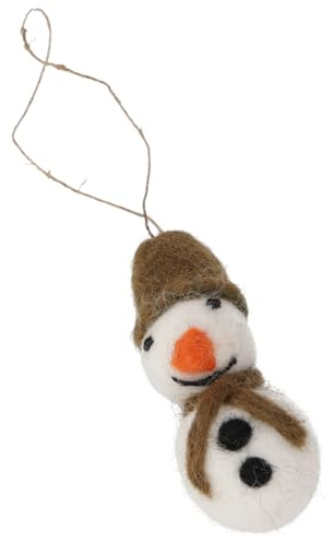 Filzfigur Schneemann, Weihnachtsbaum Deko, handgefertigt, in 5 Farben | Lustiger Schneemann, ideal als Geschenkanhänger, farbenfrohe Winterdekoration, fair produziert in Nepal.