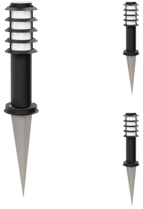ledscom.de 3 Stück Wegelicht/Pollerleuchte/Gartenleuchte PORU mit Erdspieß für außen, IP44, Gitter, 39cm, schwarz, 1 x E27 max. 60W