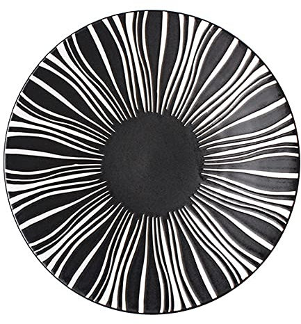 ULZWT Ceramic Dessert Plates, Round Dinning Plate With Black And White Striped,Dinner Plates Suitable For Dinners, Appetizers And Parties (Color : A, Size : 21 * 2.4CM)