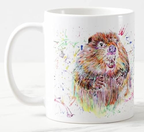 Vixar Biber Aquarellkunst Farbige Tasse Geschenk Geburtstag Arbeit Büro Weihnachten Tee Kaffee (weiß)