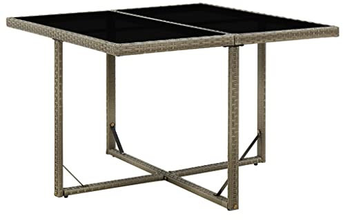 vidaXL Gartentisch Grau 109x107x74 cm Poly Rattan und Glas