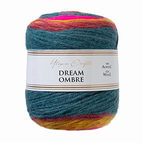 Utopia Crafts Dream Ombre Aran Strick- und Häkelgarn, mehrfarbig, gebürstet, 150 g (Fuchsien-Mix)