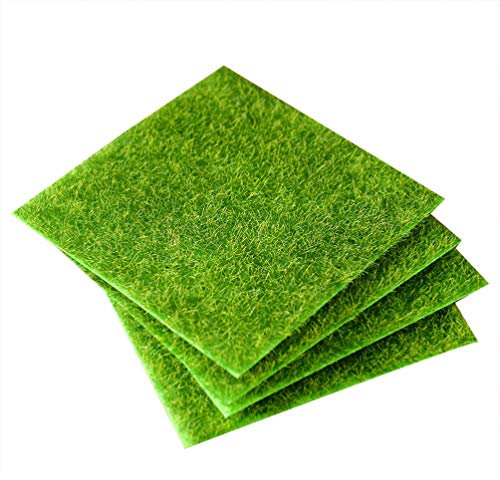 BESPORTBLE Artificial Grass Square Pieces 4pcs Artificial Grass -like Fairy Mat Lawn Miniature Ornament Garden Dollhouse Craft Pot (15 X 15cm)