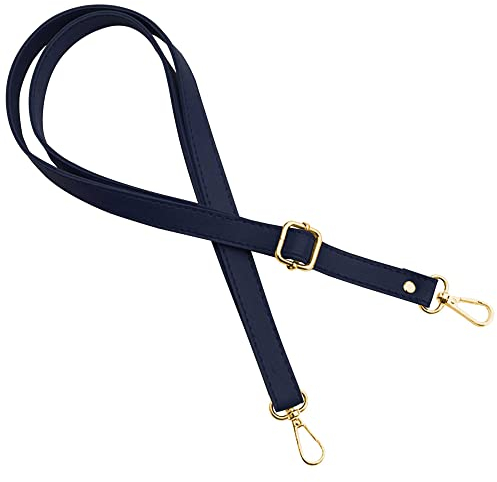 Gurt Band Schulterriemen für Damen Taschen Handtasche - Dunkelblau - Farbe Metallteile Gold - Länge verstellbar 70-128 cm - Breite 1,8 cm - Schultergurt Umhängetasche Trageriemen Riemen Umhängegurt