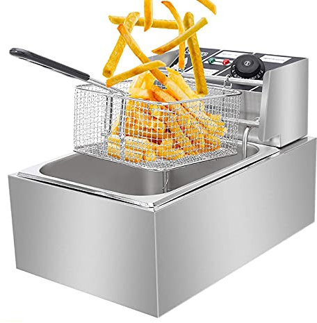 CHEMYO Friggitrice Elettrica da 8 Litri, Friggitrice, Friggitrice Elettrica da Tavolo con Cestello E Coperchio, Friggitrice Professionale in Acciaio Inossidabile, Adatta per Uso Commerciale E Domes