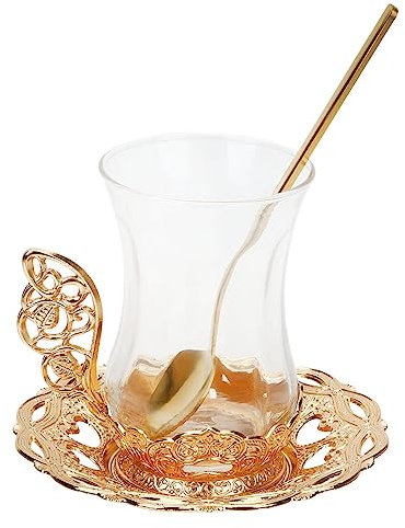 Kichvoe 1 Satz Vintage Kaffeetasse Glasbehälter Türkisches Teeservice Türkische Teegläser Und Untertasse Tasse Mit Untersetzer Tasse Untertasse Aluminiumlegierung Empfindlich Büro Cocktail