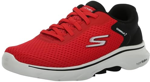 Skechers Herren Go Walk 7 Sneaker, Rot und Schwarz Textil-Synthetik, 42 EU