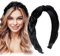 BETESSIN Samt Haarreif Dirndl Geflochten Stirnband Breit Haarband Gepunkte Vintage Gepolsterte Haarreifen Trachten Haarschmuck Rockabilly Kopfband für Damen und Mädchen Schwarz