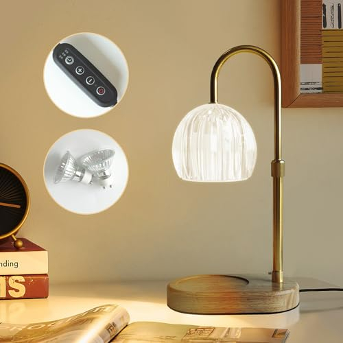 Gute Electric Candle Warmer with Timer & Dimmer, Adjustable Height for Scented Candles, Wax Melting Lamp for Bedroom Home Decor Gifts, 2 Bulbs