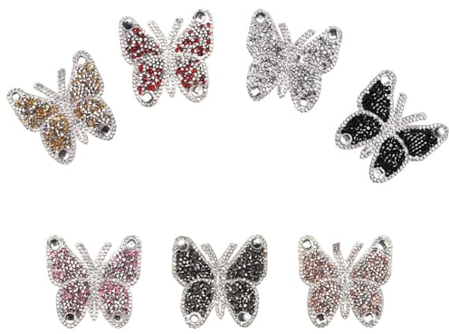 Zasiene Schmetterling Strass Patches 7 Stück - Bunte Applikation Klebende Aufkleber Stoff Stickerei für Jeans
