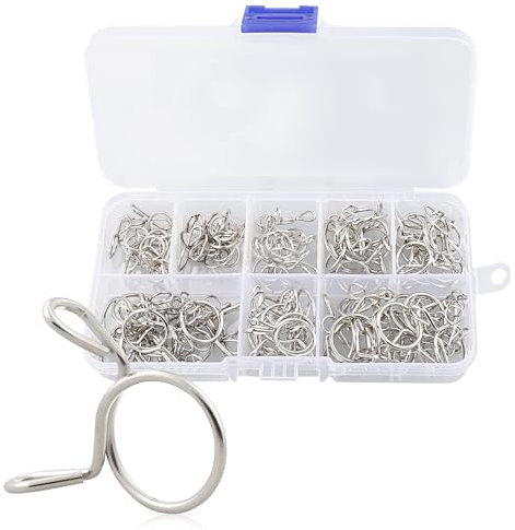 Luckious 100Pcs Hose Spring Clamps - Fuel Line Hose Clips, Tube Spring Clips Clamp Assortment Kit for Water Pipe, Air Hose, Motorcycle, Scooter (5-14mm)