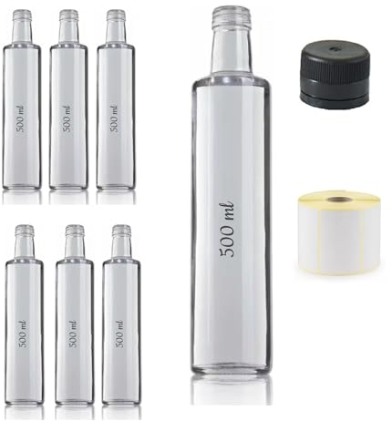 ESENCIA ANDALUSI 12 bouteilles de 500 ml en verre, vides, transparents et avec bouchons. Bouteille d'huile, bouteille de bière, bouteille de vin, bouteille de liqueur