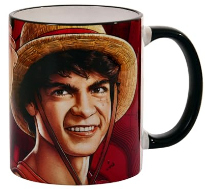 Elbenwald Taza One Piece con Letras I Am Feeling So… Piratey! de Luffy - Taza de Café con Asa - para Hombres Mujeres Unisex 320 ml - Cerámica - Rojo