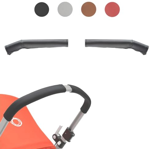 BABYDOME Pack Lenkerabdeckungen kompatibel mit Bugaboo Cameleon 3 und 3 Plus. Handgefertigt in Spanien aus hochwertigem Kunstleder. Beständigkeit gegen Sonne, Flecken, Abnutzung und Ausbleichen. Schw