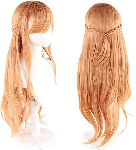 HBYLEE- Wig Anime Cosplay Anime Perücke Asuna Yuuki Cosplay Perücke Lange gerade Zopfperücke mit kostenloser Perückenkappe[Farbe:-]