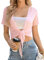 Boléro Femme Chic et Élégante Boléro manches courtes Côtelée Été Élégant Veste Court Boléro Robe Cardigan Ouverte Devant Cardigan Transparent Léger Nouveau Plain Fish Net Tricoté Tie Up Top Rose,S