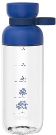 Mepal Trinkflasche mit Zeitmarkierungen - Motivations-Wasserflasche mit extra Trinkkomfort - Einzigartiger Größenangabe - BPA-frei & auslaufsicher - Grow the Tree - 500 ml - Vivid blue