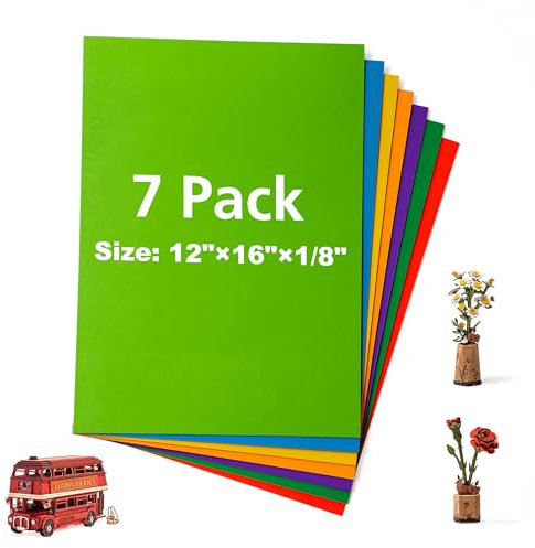 ROBOTIME Contreplaqué 3mm Couleur 7 Couleurs 300 x420mm Planche Bois Brut Bouleau Panneau Feuille Découpe Pyrogravure Gavure Laser Bois Rectangulaire