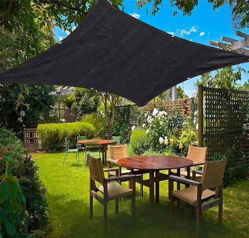 Voile d'ombrage 4x3 Imperméable avec Oeillets Toile pour Pergola File Ombrage Terrasse Filet Anti Chaleur Filet Anti Feuille Piscine Coupe Vent,black-4x8m