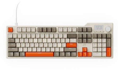 AJAZZ AK35I V3 Kabelgebundene Mechanische Gaming-Tastatur, 104 Tasten mit Multimedia-Tasten und Drehknopf|5-Layer-Pad|OEM-Spezifikation|PBT-Tastenkappen|Weiß Beleuchtete Custom Keyboards