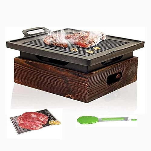Yiustldd Rauchloser tragbarer Grill koreanischer japanischer Holzkohle BBQ Ofen Barbecue Grill Haushalt Alkohol BBQ Ofen,35x21x20cm