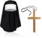UILYNIU 2 Stück Nonnen Kostüm Für Frauen -Nonnen Outfit Zubehör Nonnen Kopfschmuck Nonnen Kragen Kreuz Anhänger Halskette für Frauen Cosplay Karneval Kostüm Hallowee Kostüm