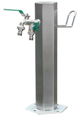 ZJFJMBD Colonne d'eau de Jardin extérieure en Acier Inoxydable avec Support de Suspension pour Tuyau, Robinet monté au Sol, Robinet autoportant et Fontaine pour Une Utilisation en extérieur