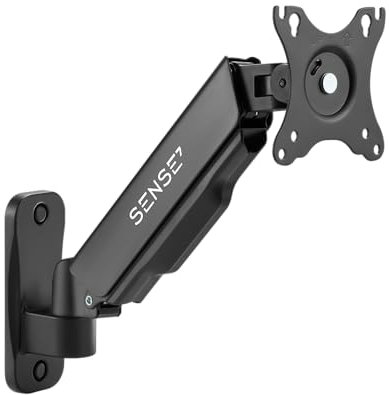 SENSE7 Hang Wall, Soporte Monitor, Brazo Monitor VESA 75x75/100x100, Ajustable en Altura, Inclinación, Rotación, Pivot, Gestión de Cables, Montaje en Pared, para Pantallas de 17-32, hasta 9 kg