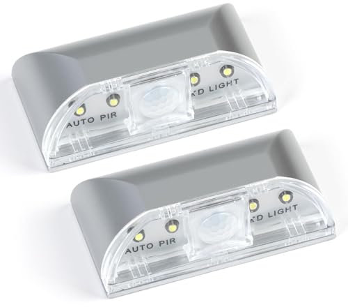 2PCS PIR Motion Sensor Keyhole LED Light With Auto On/Off for Front Door, Hallway, Closet and Drawer - Infrared Battery Operated - Perfect for Night Access
