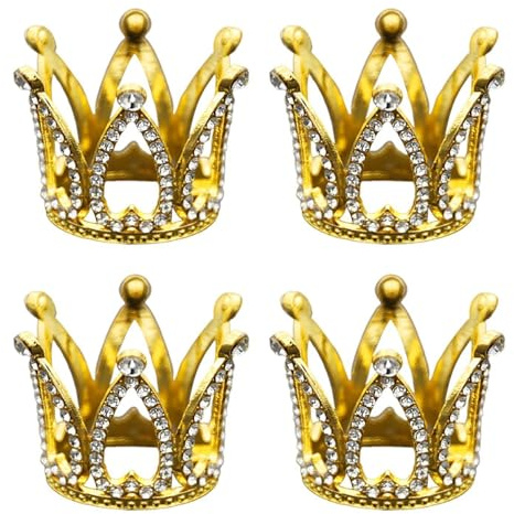 4 Pieces Mini Crown Cake Decoration, Glitter Crown Cake Decoration, Happy Birthday Cake Decoration, Cupcake Decoration Crown, Suitable For Birthday, Wedding Cake Decoration