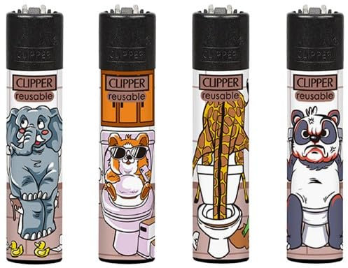 Clipper Feuerzeuge Potty Problems (4er Set), Neue Motive 2025