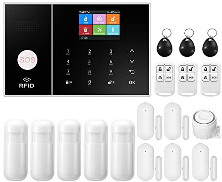 KOROBIE Sistema di Allarme per la Sicurezza Domestica, Allarme Domestico Wireless 3G 4G Tuya Kit antifurto di Allarme di Sicurezza Supporto Telecomando per la casa, Appartamento(G)