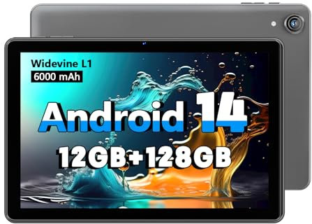 2024 Tablet 10 Pollici Android 14 compresse, 12GB RAM + 128GB ROM (Espandere a 1TB), Octa Core 1280 * 800 IPS HD Display, Unisoc A523 CPU, 5G/2.4G WiFi, Dual 5MP + 8MP Fotocamera, (Grigio)