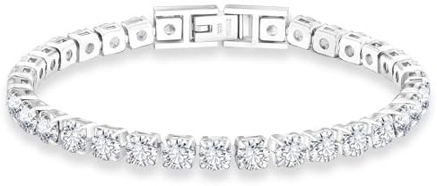 KRKC Damen Armband, 5mm Edelstahl Tennis Armband 5A Zirkonia, Nickel-frei Rostfrei Armkette Schmuck Geschenk für Frauen Geburtstag Muttertag Länge 17,8cm