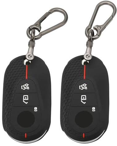 TOMALL Lot de 2 coques de clé pour Mercedes Benz avec porte-clés, 3 boutons en caoutchouc de silicone pour Mercedes Benz de 2022 à 2025 Classe S, Classe G, Classe E, Classe C, Classe GLC, Classe SL