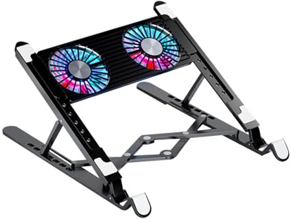 Placa de enfriamiento para computadora portátil, velocidad del ventilador ajustable | Soporte ergonómico, almohadilla de enfriamiento USB silenciosa, disipador de calor térmico, enfriador