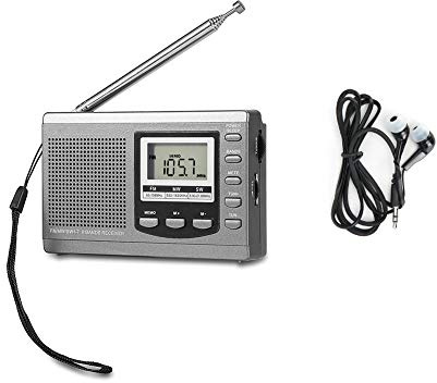 Cocoarm Radio, Pocket Radio Petite avec Récepteur Stéréo FM/MW/SW Haute Sensibilité 60 Stations Préréglées Réveil 24 Heures Recherche Automatique et Manuelle pour (Gray)
