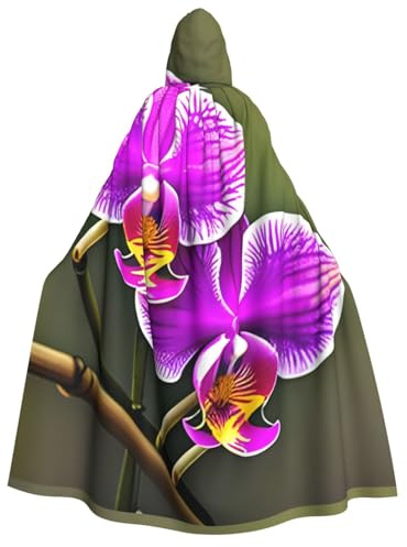 aabkjgfr Orchideen-Blumendruck, Halloween-Hexen-Bademantel, Vampir-Zauberer-Kostüm, für Partys, Maskerade, Karneval, Kostümparty, Rollenspiele