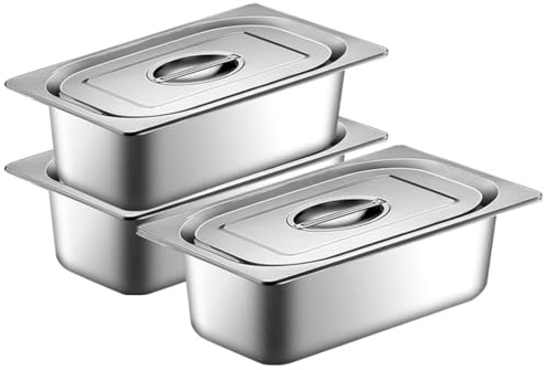FARYODI Lot de 3 bols à panure en acier inoxydable avec couvercle, récipient avec couvercle, récipient à panure, récipient de conservation au chaud, utilisable sur route à panure résistante à la