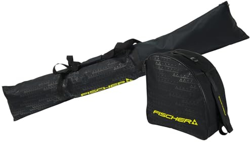 Fischer Skitasche & Skischuhtasche Set Eco Alpine – Skisack 175 cm & Skischuh Tasche 30L I wasserfeste Skihülle mit Griff I Faltbare Ski Transporttasche für 1 Paar Ski & Schuhe