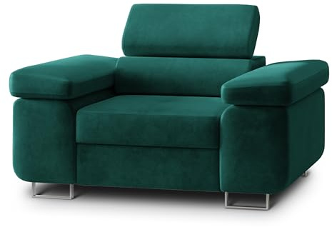 Masseno Ohrensessel Calvo M, Lounge Sessel, mit Armlehnen, Komfort Polsterstuhl für Esszimmer, Wohnzimmer, Bein aus Metall, Monolith 37