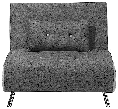 Beliani 1-Sitzer Schlafsofa Stoff grau mit hohen Edelstahlbeinen Kissen modern Farris