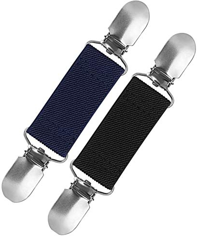 2PC Sweater Cardigan Clips Guard Elastic Clothes Waist Cinch Clip Clasp Beds Seat Covers - Black
